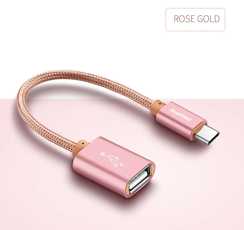 Rose gold SUPTEC USB OTG type C к USB адаптер OTG Быстрая зарядка type-C зарядное устройство кабель для передачи данных конвертер для Macbook samsung Xiaomi huawei LG - Цвет: Rose gold