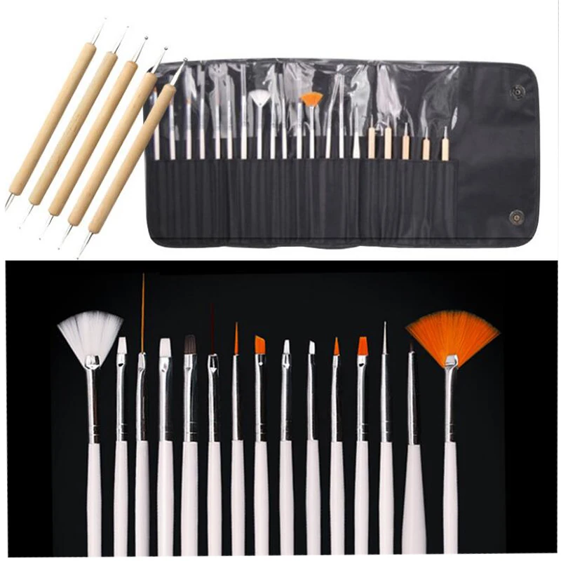 

20pcs/set High Quality Nail Liner Brush Dotting Painting Drawing Pen Nail Art Design UV Gel Polish Brushes Women Accessoreis Kit