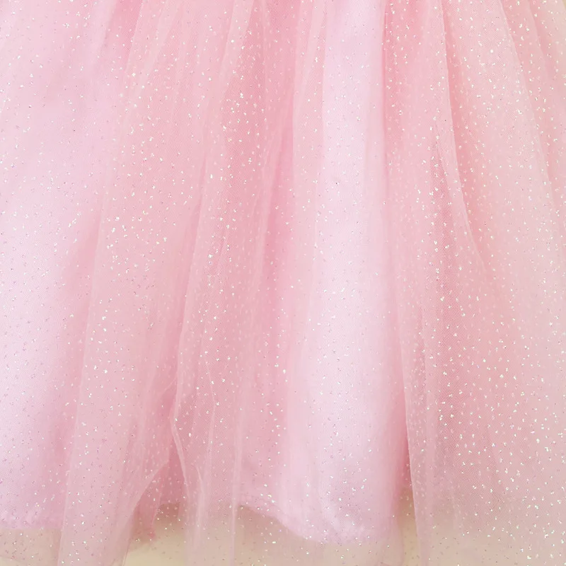 Cute Retail Baby Summer Dress Little Girl Gold Sequin Top with Pink Glitter Tulle Stitching Tutu Kids Party Princess | Детская одежда и