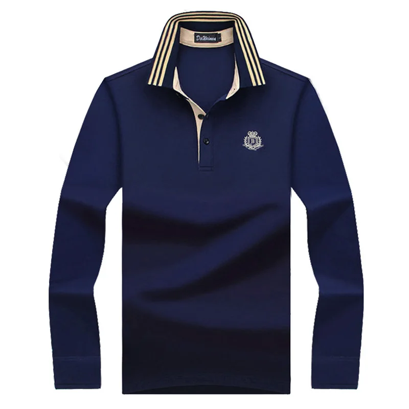 

2021 Autumn Classic Style Polo Men Shirt Mens Long Sleeve Solid Shirts Camisa Polos Masculina Casual cotton Plus size S-10X