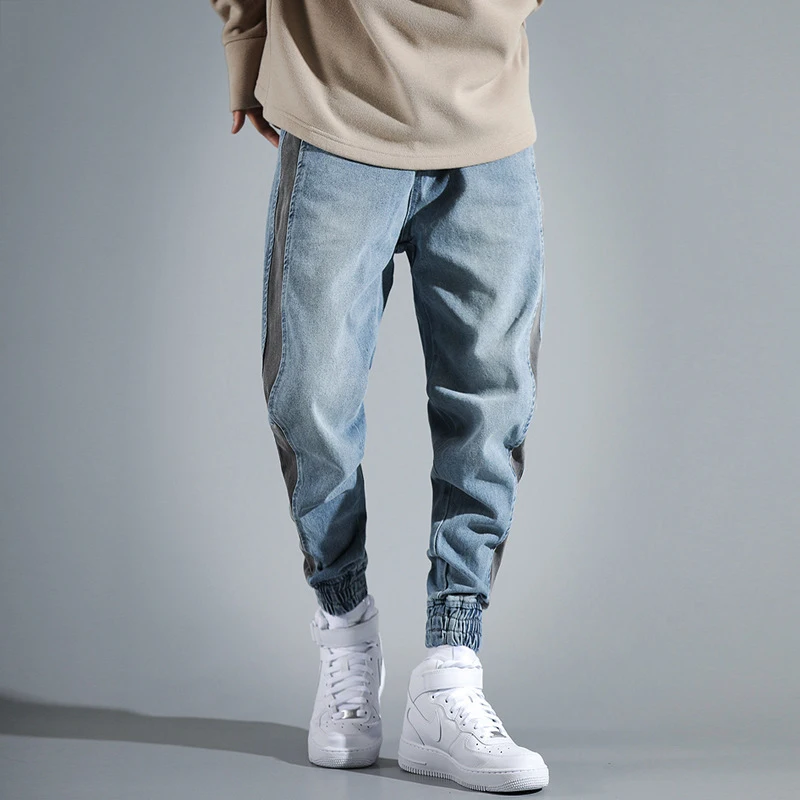 Джинсы-карго мужские свободного покроя модные уличные штаны в полоску сбоку