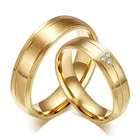 Обручальное кольцо из нержавеющей стали 316L обручальные камни ювелирные изделия золотистого цвета парные кольца для женщин и мужчин