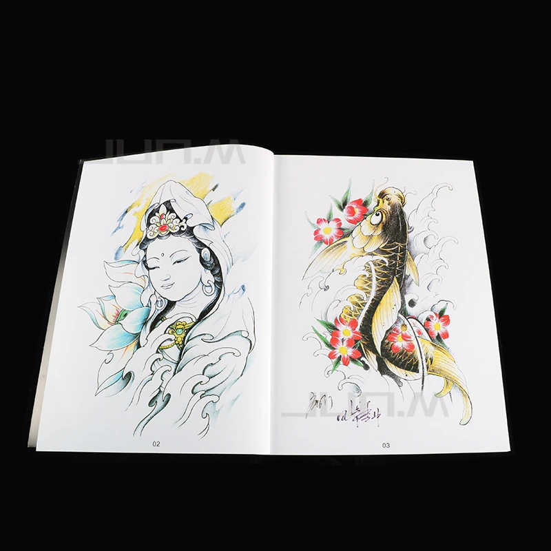 Тату-книги с цветным рисунком эскиз олень красота благоприятный кальмар дракон феникс традиционное тату искусство поставка
