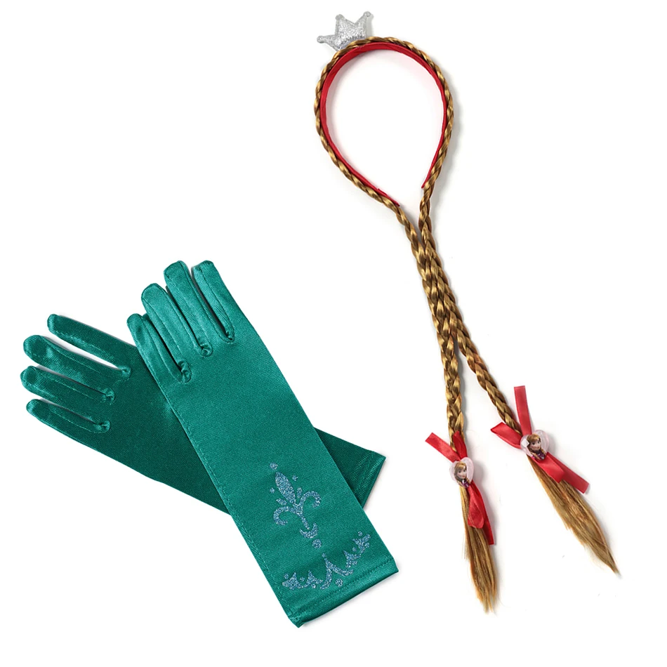 Anna Accessories 01 Платье принцессы Анны и Эльзы для девочек; Детский карнавальный костюм; детская Снежная королева; Эльза и Анна; нарядное платье Эльзы для Хеллоуина - Цвет: Anna Accessories 01