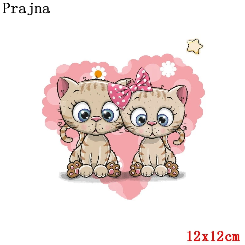 Prajna украшение в виде животных теплопередача для одежды милый кот печатных ПВХ виниловые пластыри термотрансферный Декор гладить на аппликации - Цвет: Медь
