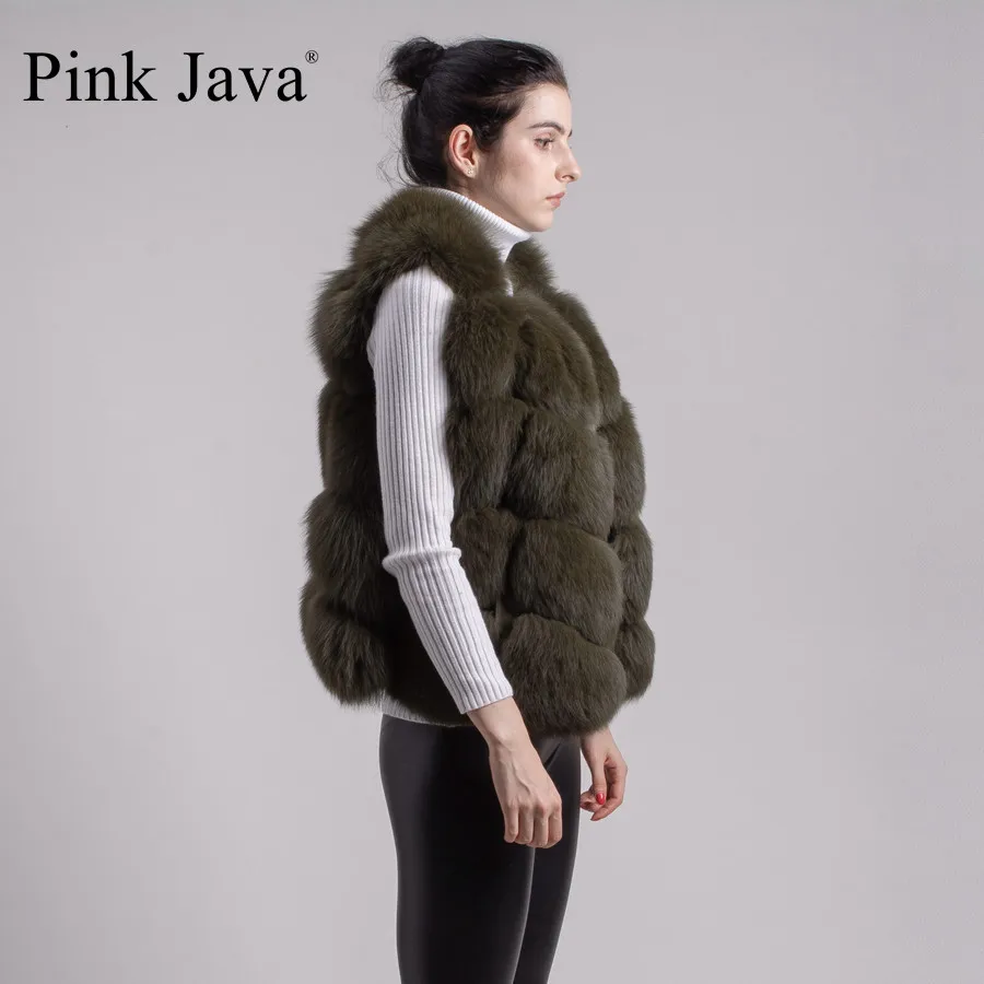Розовый JAVA QC8082 жилет из натурального Лисьего меха женский зимний короткий пальто