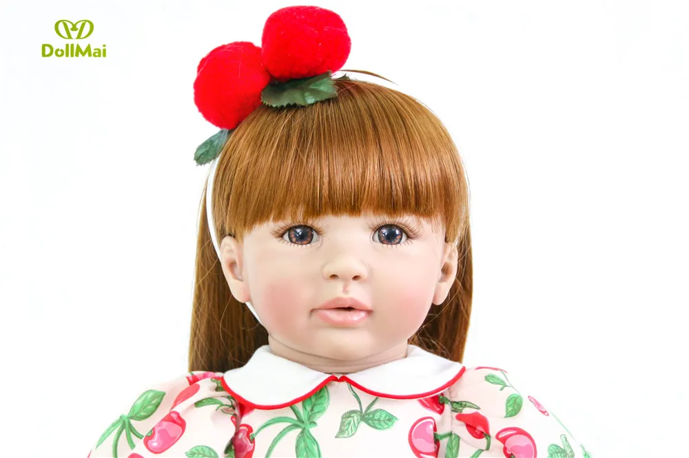 Кукла карие глаза девочка очень большая bebe reborn baby 3/4 силиконовые куклы игрушка
