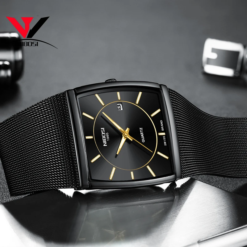 

Square Watch For Men NIBOSI Montre Homme 2018 Dress Mens Watches Top Brand Luxury Analog Quartz-watch Waterproof Man Clock Uhren