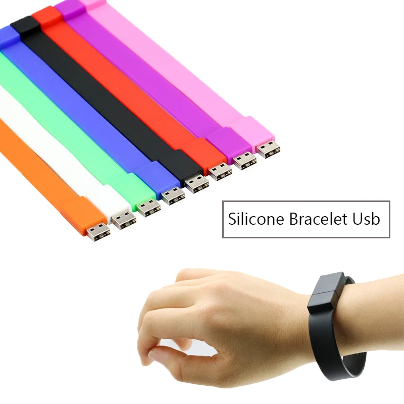 Флеш-накопитель USB 100%, 4/64/256 ГБ, силиконовый браслет