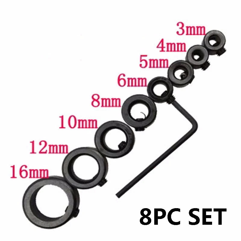 3-16mm 8PC Ограничитель долота 3-12 мм сверло концевое кольцо деревообрабатывающее сверло для круглого деревянного зажима приспособление Глубина позиционирования - Цвет: 3-16mm 8PC