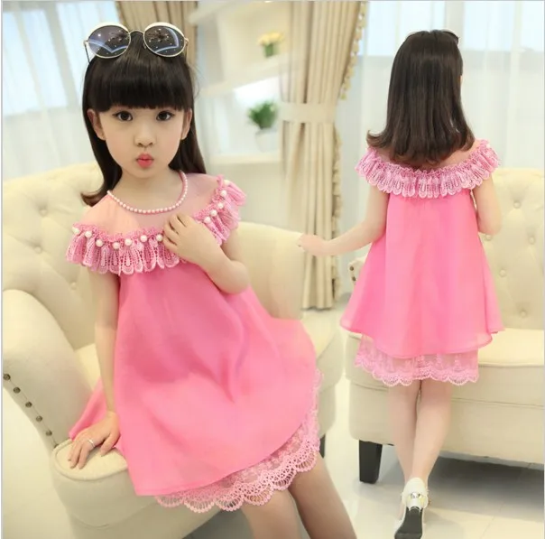 2017 New Summer Costume Girls Princess Dress Children's Evening Clothing Kids Chiffon Lace Dresses Baby Girl Party Pearl | Детская
