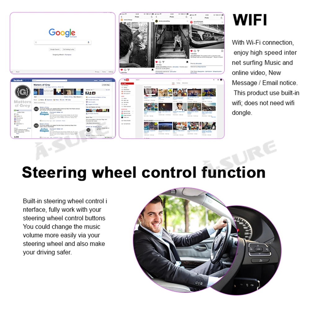 A Sure HD 7 дюймов 2 Din IPS Android 9 0 автомобильное радио GPS DVD плеер навигация для Volkswagen VW