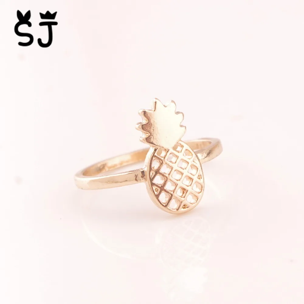 Милые кольца с ананасами простые забавные орнаментом в виде фруктов для женщин