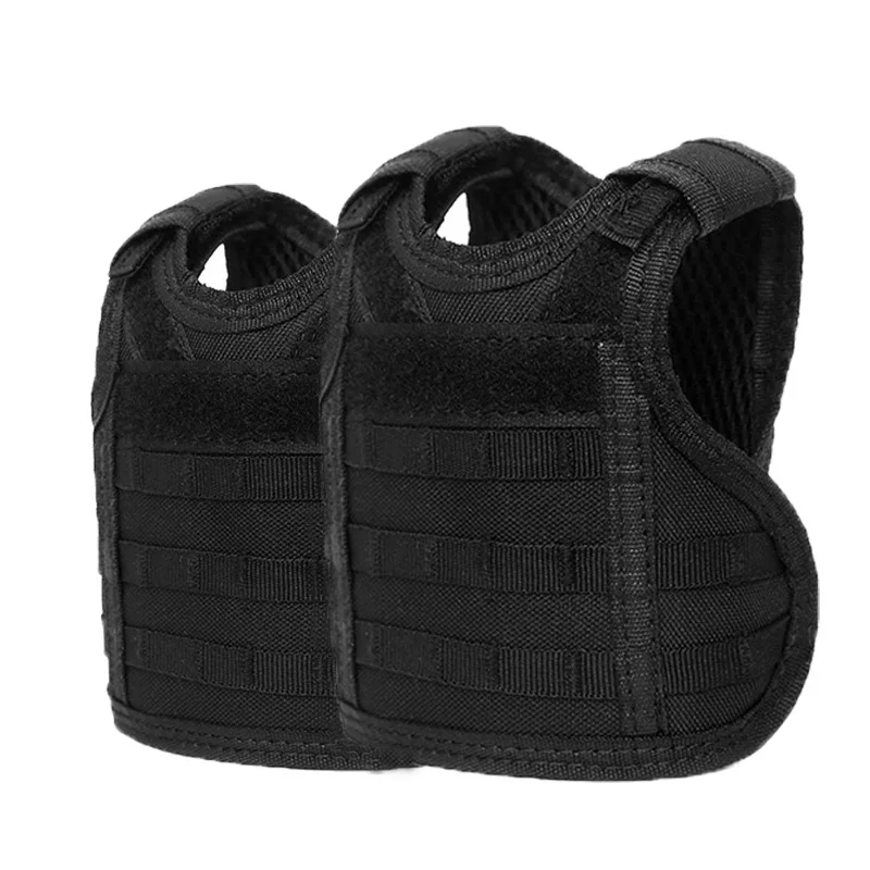 black 2pcs Военный чехол для пивной бутылки для напитков мини-жилет охладитель Мини Тактический охотничий жилет с регулируемым плечевым ремнем - Цвет: black 2pcs