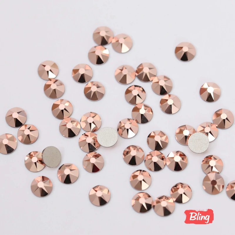 (001) розовое золото настоящая не горячая фиксация Стразы ровная спинка 2058 2088