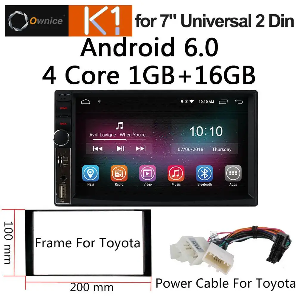 K1 6.0 Toyota Cable " ультра тонкий интеллектуальный автомобильный планшет ПК Мультимедиа Android 8,1 Универсальный 2 Din Автомобильный Радио Стерео gps для Nissan Toyota VW peugeot - Цвет: K1 6.0 Toyota Cable