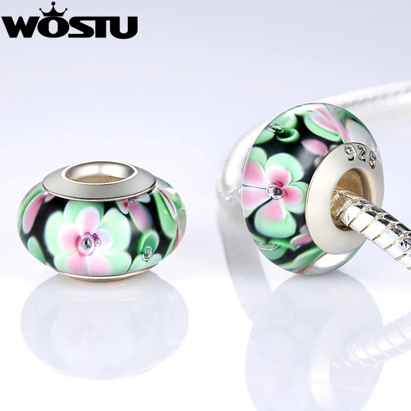 Серебряный Зеленый из муранского стекла с изображением цветка бусины подходят