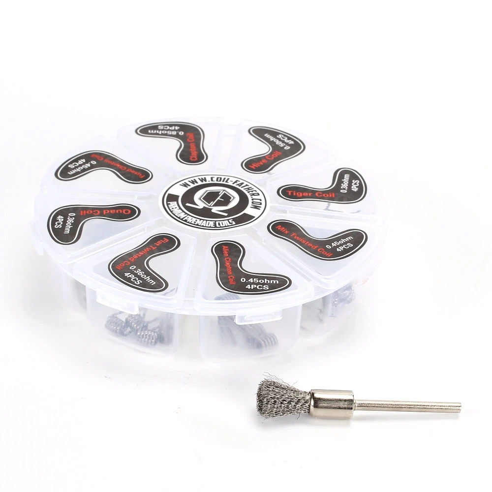 

Coil Father A1 8 in 1 Clapton Coils Quad Tiger Hive Alien Fused Mix Twisted Flat Twisted Coil For Elektronik Sigara DIY Tank