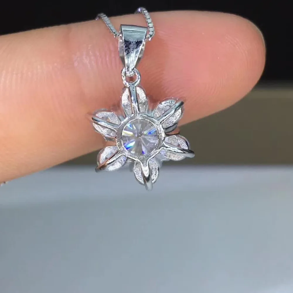 1ct карат муассант кулон ожерелье Снежинка 7 мм Moissanite S925 чистое серебро Платиновое
