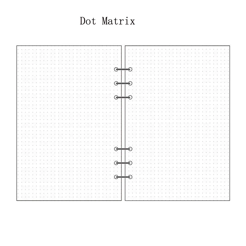 Dot Matrix Внутренний блокнот EZONE, сменные основные страницы A5/A6/A7, 6 отверстий, вкладыш для ноутбука, заправка, офисные канцелярские принадлежности, молочный план - Цвет: Dot Matrix