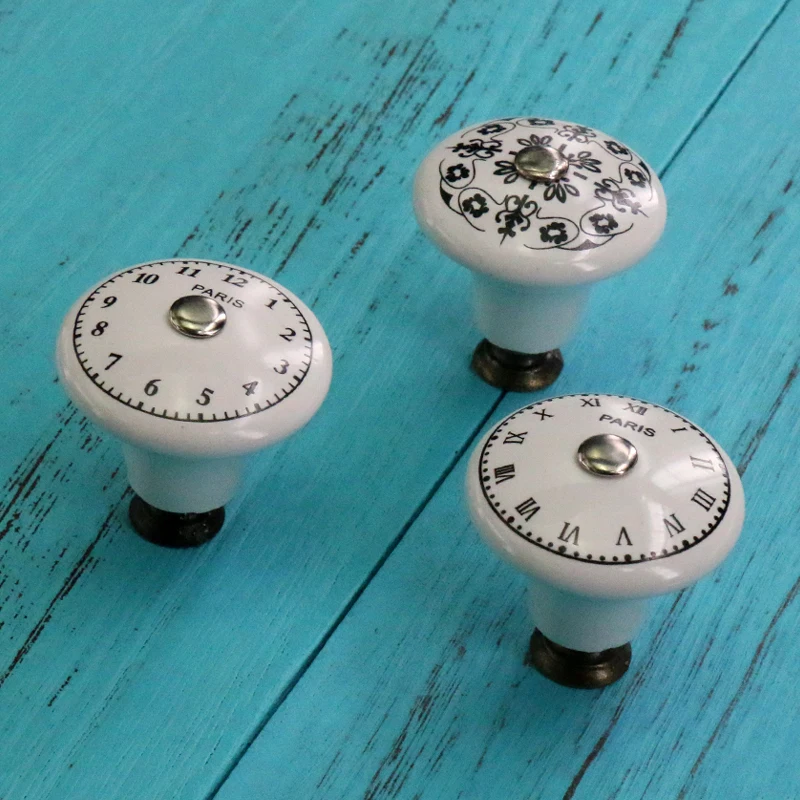 1x креативные часы дизайн ручки шкафа и евро стиль Мебельная ручка белая
