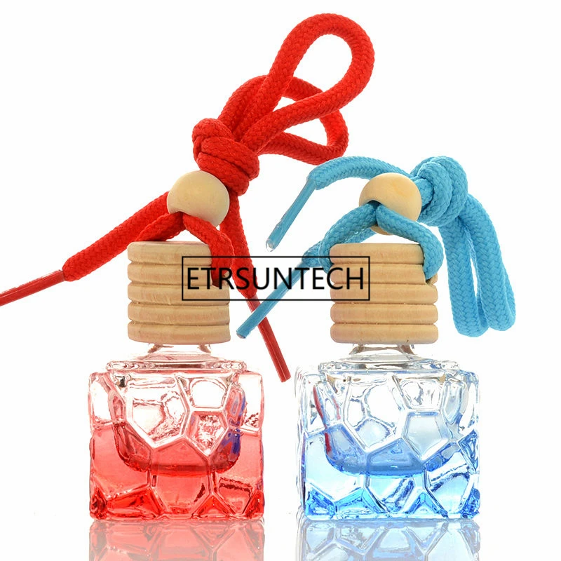 8ML Square Glass Hang Pendant Refillable Perfume Bottle Colored Car Scent Container F1307 | Красота и здоровье