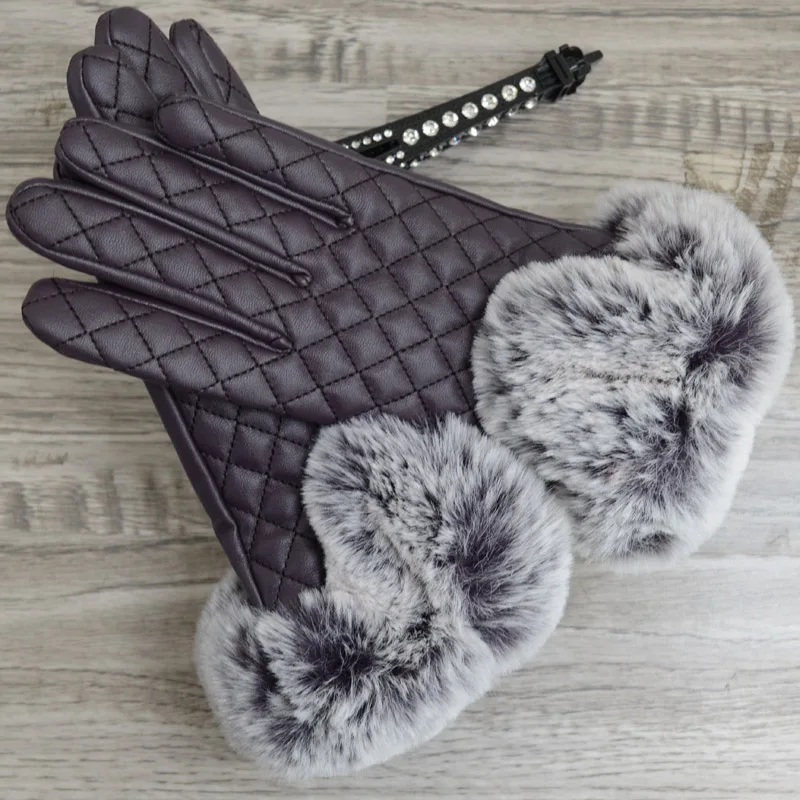 Женские кожаные перчатки 2019 термальные мягкие внутри зимние женские меховые