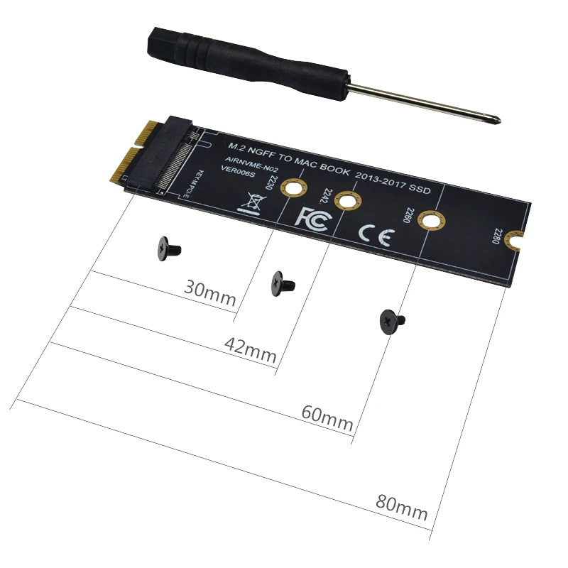 M key M.2 NGFF PCIe AHCI SSD адаптер карта для MACBOOK Air 2013 A1465 A1466 Pro A1398 A1502 A1419 2230-2280 SSD M2