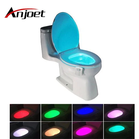 Anjoet Smart PIR Sensor Toilet Seat lamp RGB 8 Colors Changing lighting Sensitive Motion Activated LED Bulb For Bathroom light | Лампы и