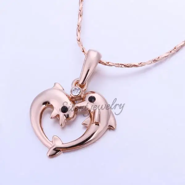N508 Wholesale Nickle Free Antiallergic 18K Real Gold Plated Dolphin Necklace pendants New Fashion Jewelry | Украшения и