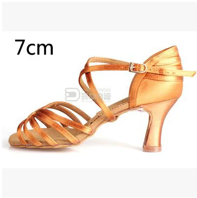 Deep skin heel 70mm Профессиональная обувь для латинских танцев,, атласная, темный цвет, мягкая подошва, для бальных танцев, женская обувь для соревнований, предпочтительна BD2324 - Цвет: Deep skin heel 70mm