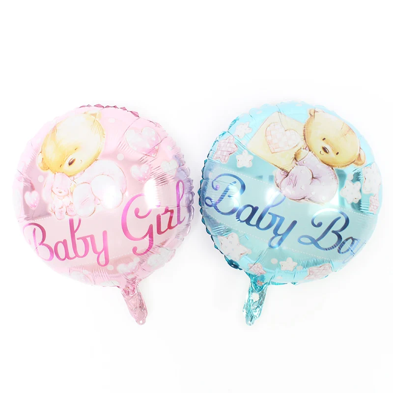

50pcs/lot 18inch pink baby girl baby bear balloons birthday party decorations kids baby boy globos child Shower Favors