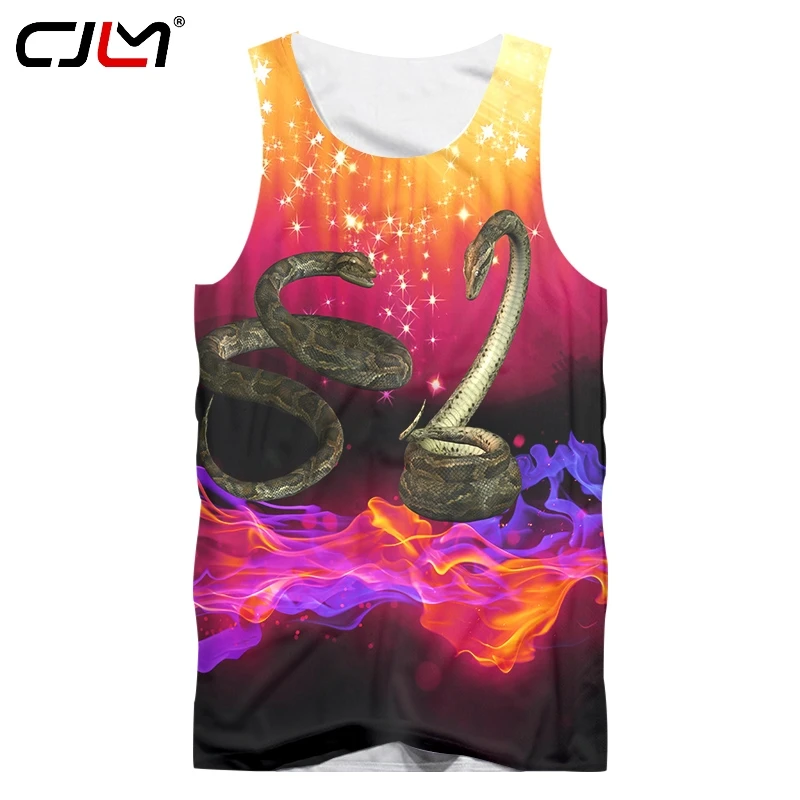 

CJLM 2019 Factory Direct Supply Original Sample Design 3D Starry flame snake Print Tank Top Oversized Vest Wholesale