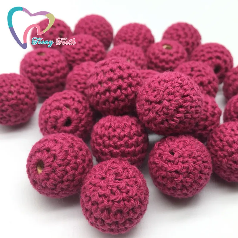 Red Wine Teeny зубы 10 шт. красное вино круглые деревянные крючком бисер ребенка при прорезывании зубов деревянный крючком для маленьких девочек Избранное DIY изделия цепи сосков - Цвет: Red Wine