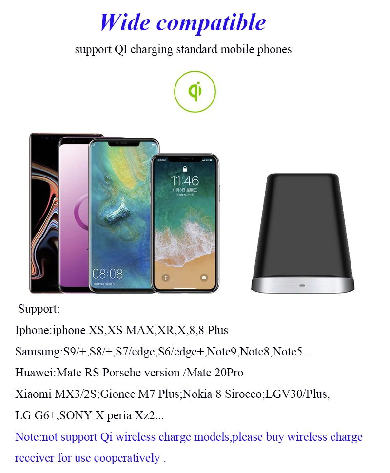 Brush Pot Fast Charging Holder Riggler Qi Wireless Charger Stand for Huawei Mate20Pro Iphone XS XR X 8 Plus | Мобильные телефоны и