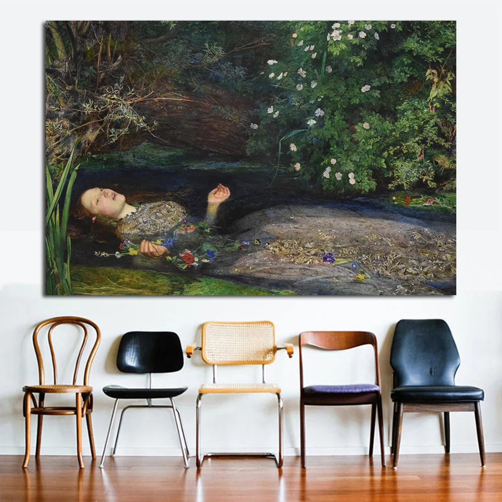 JQHYART Джон Эверетт Millais изображающий сцену утопающей стены хамлетта льва филии