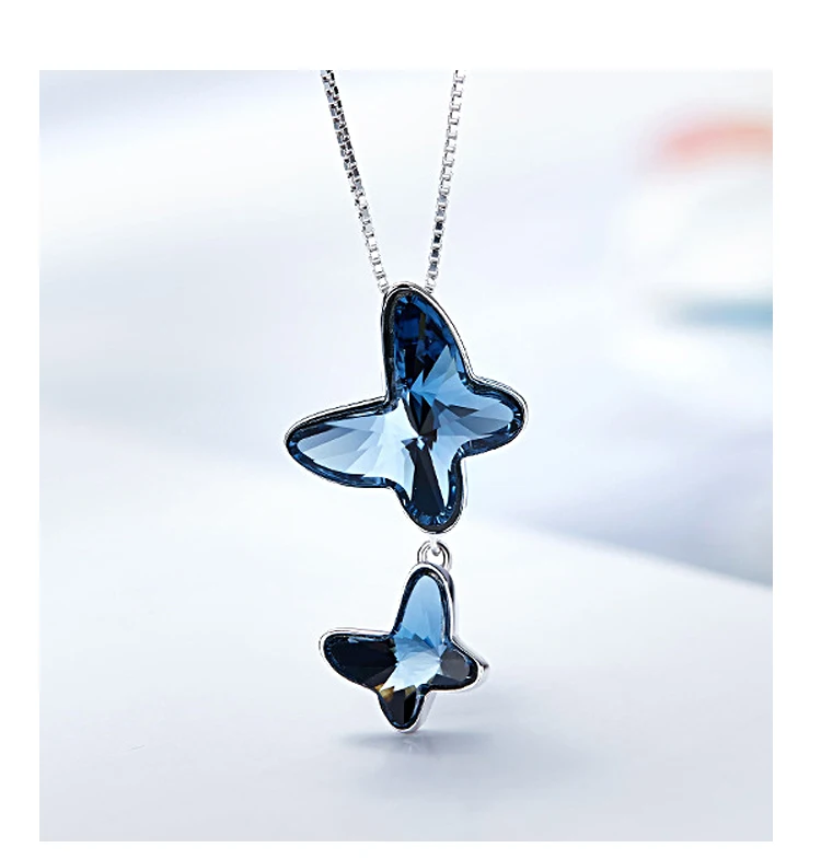 Cdyle стерлингового серебра 925 ожерелье украшено кристаллами от Swarovski бабочки подвесные женские украшения ожерелье