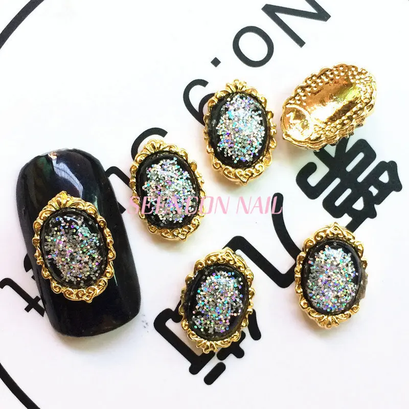 Новинка 20 шт./лот Сплав Блеск Смола Стразы дизайн ногтей Очаровательные золотые