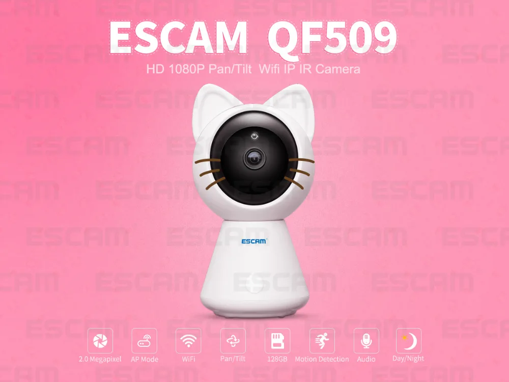 Escam QF509 HD 1080P панорамирования/наклона монитора Wi-Fi IP ИК камера ночного видения сетевая мини-камера Поддержка детектор движения Max 128 г TFCard