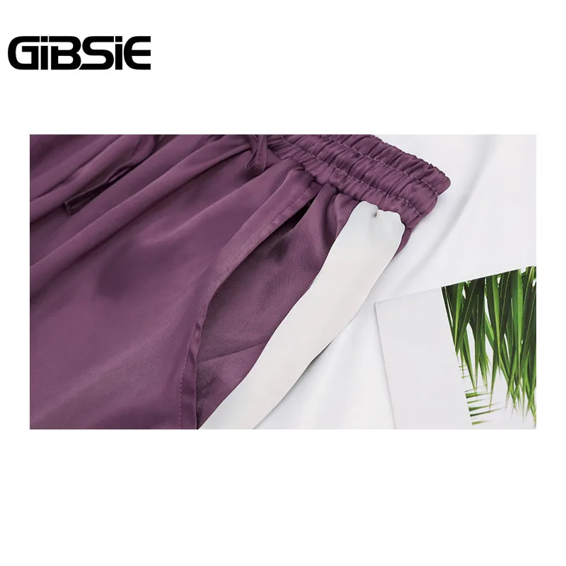 GIBSIE размера плюс женская одежда 5XL 4XL 3XL летние цветные атласные брюки женские спортивные штаны повседневные штаны-шаровары с высокой талией