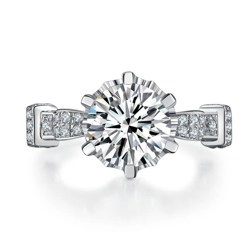 

925 Sterling Silver White Gold Finish 4Ct Women Diamond Wedding Ring Classic Jewelry Engagement Female RingFree Shipping