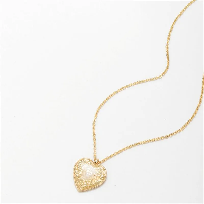 Trendy Gold Color Heart Charm Pendant Necklace for Women Simple Thin Chain Chokers Chic Long Necklaces Girls Accessories | Украшения и