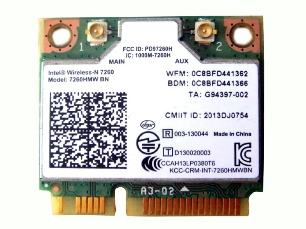 Новая беспроводная карта Wi-Fi для Bluetooth 4 0 Intel Wireless-N 7260 7260HMW BN Hlaf Mini Pci-E WLAN сетевая 802