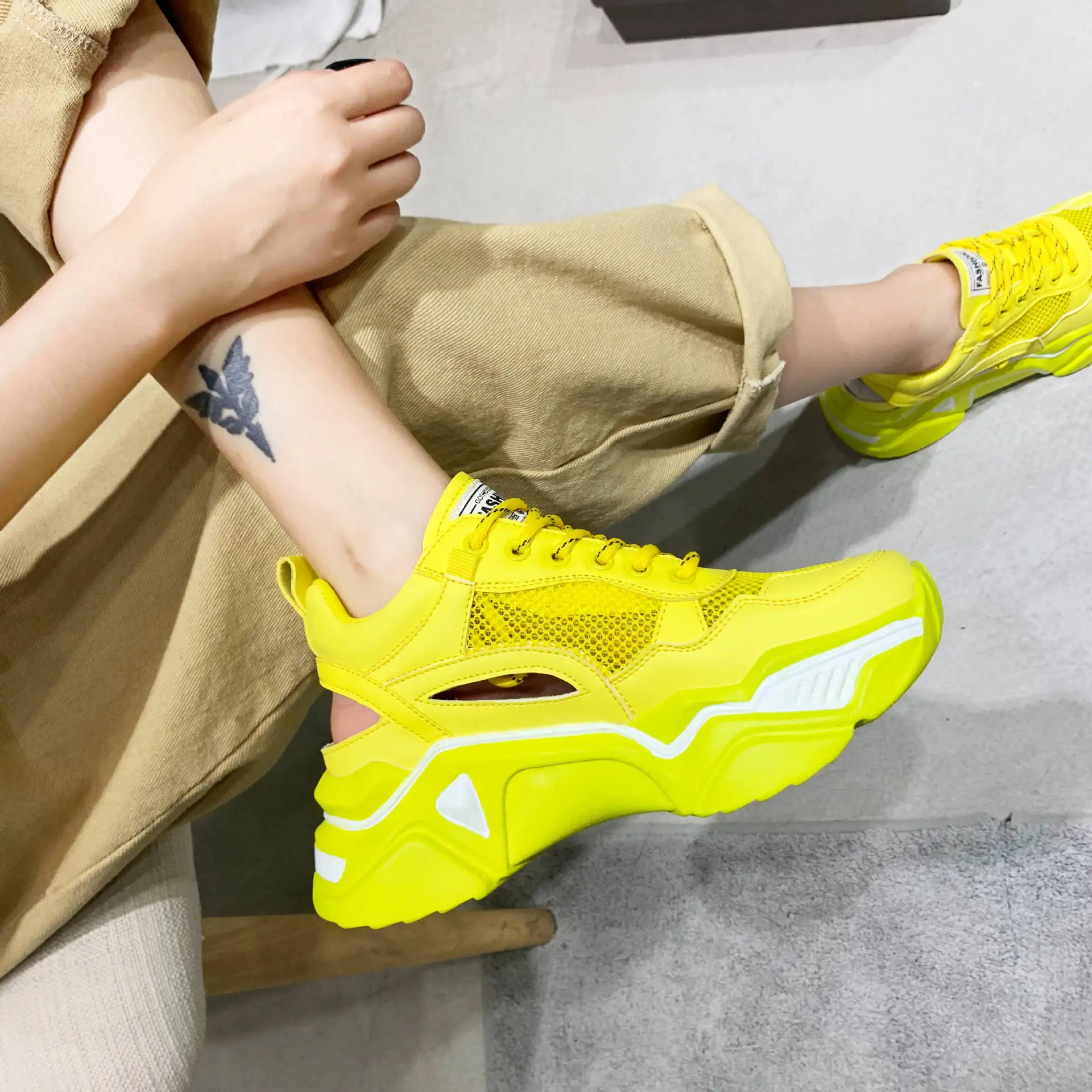 DORATASIA New INS Hot Summer Breathable Dad Shoes Woman mixed-color Mesh Sneakers Women Fashion lace-up Flats