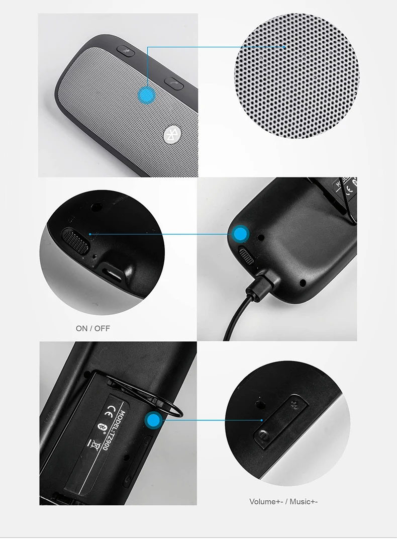 New TZ900 Sun Shade Multipoint Wireless Bluetooth Handsfree Call Car Kit Speaker Telephone Audio Music for Smartphone | Автомобили и
