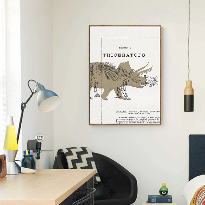 Трицератопс Плакаты и принтами Детская Wall Art декоративные динозавр холст картина