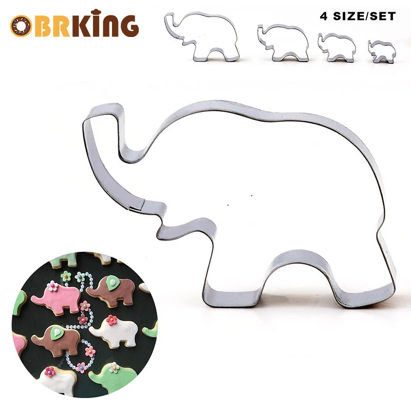 OBRKING 4 шт. нержавеющая сталь животные слон формочка для печенья форма помадка