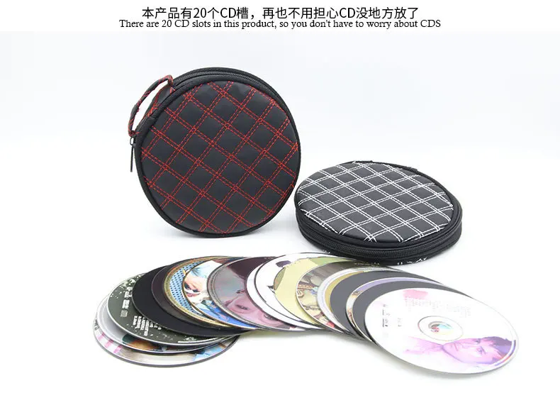 Из искусственной кожи водонепроницаемый 20 диск емкость молния автомобиля CD сумка держатель альбома коробка VCD DVD чехол портативный укладки