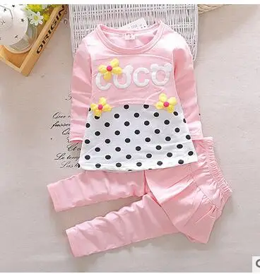 2017 Spring model of children's wear girl's suit han edition medium and small children false three-piece dot foreign tra | Детская