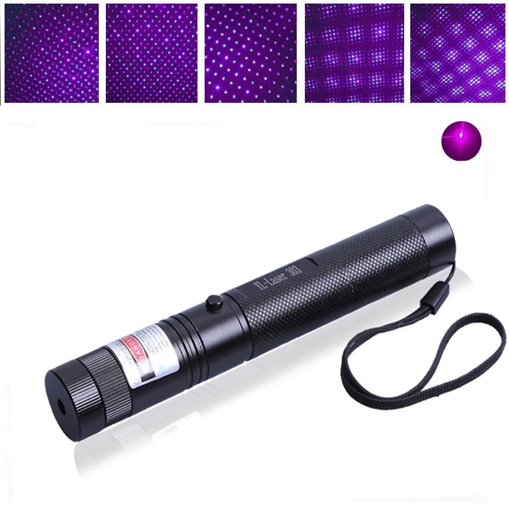 purple no battery Мощный лазер Pointe зеленый красный лазер синий указатель прицел устройство Регулируемый фокус лазер 303, выберите зарядное устройство и аккумулятор 18650 - Цвет: purple no battery